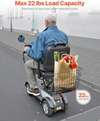 VEVOR Scooter Rear Basket, Heavy Duty Metal Wire Basket with Handle, Spacious Cargo Basket, Works with 1-inch Receiver, Compatible with Most Golden, Drive & Pride Mobility Scooter