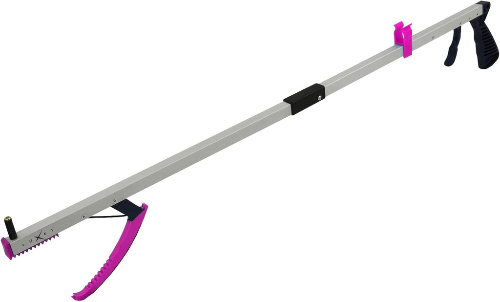 Grabber Tool 26" Stick Strong Grip Heavy Duty Aluminum Claw, Magnetic Tip, Lightweight Foldable, Reacher Pickup Tool, Gripper Grabbers for Elderly Grab it Reaching Tool Trash Picker, Pink, By Luxet
