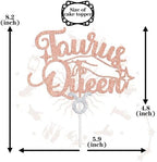 Taurus Queen Cake Topper, Taurus Season/12 Zodiac Constellation Theme Cake Decor, Big Taurus Energy Birthday Party Decoration Supplies for Women, Rose Gold Glitter
