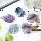 Artistone Rainbow Fluorite Crystal Chakra Thumb Worry Stone Teardrop Reiki Healing Stone Pocket Palm Stones for Anxiety Stress Relief Meditation Therapy Geometry Home Decorations