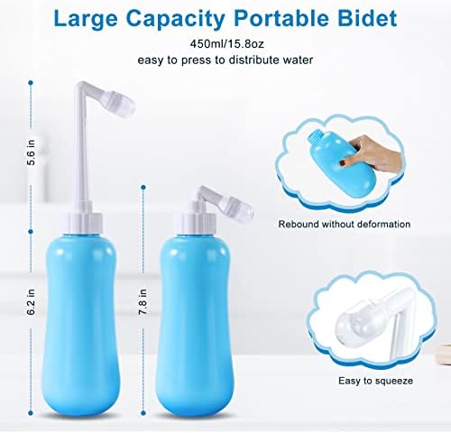 Portable Bidet Travel Large Capacity 450ml(15oz) Personal Toilet Handheld Blue