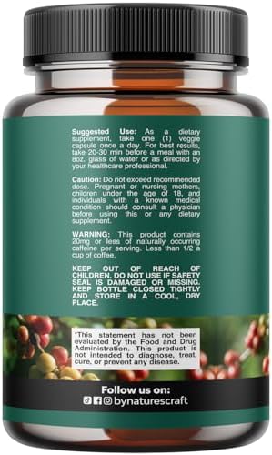 Green Coffee Bean Extract for Metabolism Support - Green Coffee Beans Chlorogenic Acid Supplement for Body Weight Maintenance & Diet Support - Herbal Capsules for Energy and Immune Help - 60 Count
