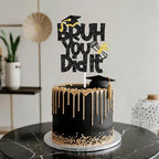 Black Glitter Bruh You Did It Cake Topper, Congrats Grad Cake Decor, So Proud of You, Funny 2026 Senior High School College University Graduation Party Decorations Supplies