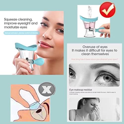 Eye Wash Cup,Eye Wash Cleaner Kit Silicon Manual Air Pressure Eye Cleaning Cup Tool Effective Eye Rinse Clean Dust Makeup Irritants,Transparent with Storage Container Eye Cup Soothing Tired Eyes(Blue)
