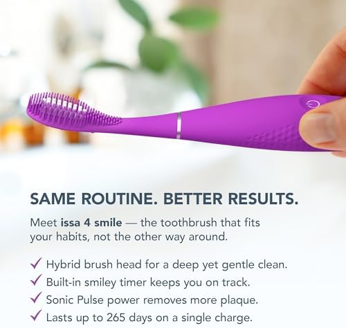 FOREO ISSA 4 Smile Electric Toothbrush – Compact & Travel-Friendly, 4-in-1 Hybrid Brush Head, Tough on Plaque, Long Battery Life (265 Days), 6-Month Brush Head Replacement