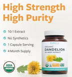 USDA Organic Dandelion Root Extract - High Potency 10:1 Dandelion Root Supplement with 5000mg Herbal Equivalent Strength for Liver Cleanse Detox & Repair Support - Vegan & Non-GMO (4 Month Supply)
