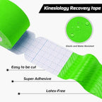 Kinesiology Tape Precut 3 Rolls, Athletic Sports Tape for Muscle Joints Support, 60 Strips for Knee Ankle Shoulder Wrist, Latex Free and Water Resistant, Green