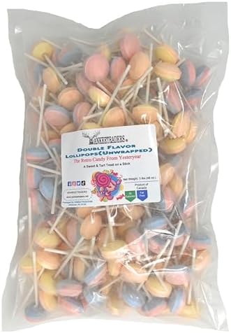 Double Flavor Lollipops, 3 Pound Bulk Bag, 150 Count, Mixed Fruit Flavors, Party Pack