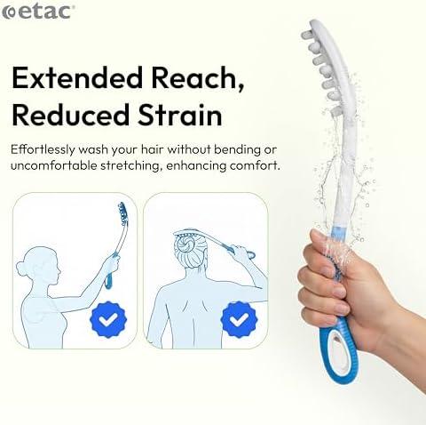 Etac Beauty Hair Washer – Long Handle Scalp Massager, Shampoo Applicator, Head Scratcher & Hair Scrubber for Easy Washing, Ergonomic Non-Slip Grip, Reduces Strain on Hands, Arms & Shoulders