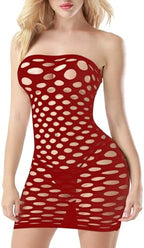 Sexy Womens Strapless Fishnet Lingerie Sleepwear Mini Dress Tube Chemise Bodysuit One Size