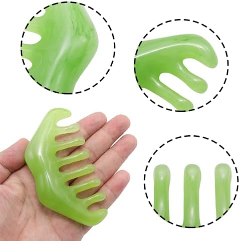 2Pcs Resin Massage Combs, Handheld Guasha Scraping Scalp Comb, MultiFunctional Head Massage Tool for Relaxation, Head Caring, Meridian Therapy or Acupoint Treatment