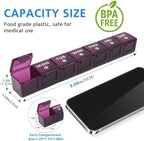 2-Pack Weekly Large Pill Organizer for Travel, 7 Day Pill Boxes and Organizer, Big Compartments Pill Case AM PM,14 Day XL Medication Organizer Dispenser for Fish Oils, Vitamin Holder Supplement