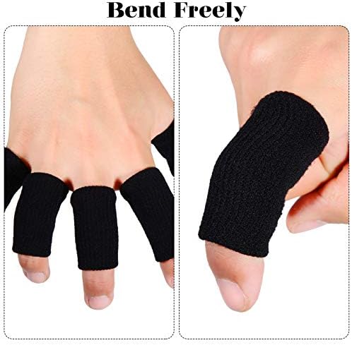 Civaner 12 Finger Sleeves for Arthritis Sports Breathable Elastic Finger Straps Joint Compression Protectors for Sport Relieve Painful Compression Pressure (Black)