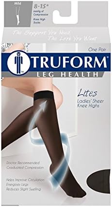 Truform Sheer Compression Stockings, 8-15 mmHg, Women's Knee High Length, 20 Denier, Nude, Large