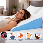 Wedge Pillow for Sleeping, 7.5" Bed Wedge After Surgery, Back Pain Relief, Memory Foam Pillow Triangle Incline Wedge for Back Support, Leg Elevation