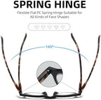 JOLLYNOVA HD7 Reading Glasses RT95, Round Blue Light Blocking Readers, Lightweight, Spring Hinge, UV Protection