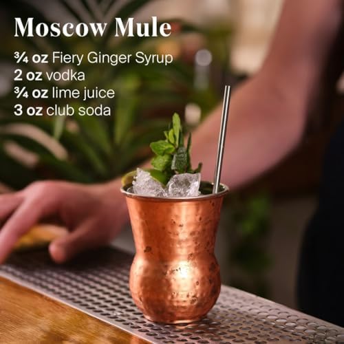 Liber & Co. Fiery Ginger Syrup - Made with 50% Organic Peruvian Ginger Juice - Perfect for Moscow Mules, Dark 'N Stormies, Sodas - Makes 25 Drinks (12.7 oz)