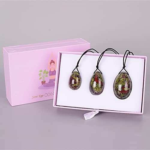Drill Yoni Egg 3 Pcs Set Natural Crystal Rose Quartz Ball Kegel Exercise Tool,Blooded Jasper