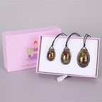 Drill Yoni Egg 3 Pcs Set Natural Crystal Rose Quartz Ball Kegel Exercise Tool,Blooded Jasper