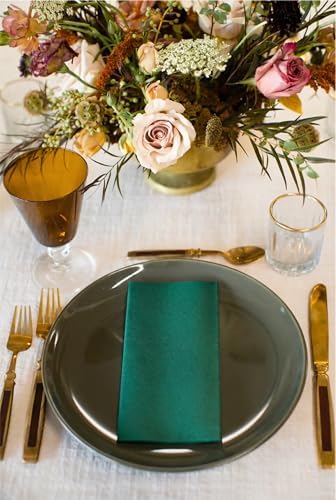 AMERICAN HOMESTEAD Paper Napkins - Green Disposable Linen-Like Dinner Napkins - Restaurant-Quality Table Serviettes for Weddings, Parties, and Events - 15.75" x 15.75" - 50 Count