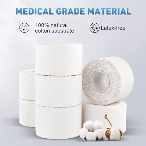 CHMI Athletic Tape,White Sports Tape (64 Pack), 640 Yards Rolls Very Strong Easy Tear NO Sticky Residue Best Tape for Gymnastics Climbing Bat Injuries Medical (1.5 Inch X 640 Yards).
