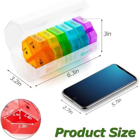 Weekly Pill Organizer 4 Times a Day, Large Pill Box 7 Day Daily Pill Case with 28 Extra Large Compartments Portable Travel Pill Container Big Medicine Organizer for Supplement Vitamin (White)