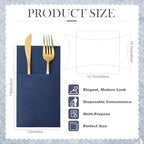 Qilery 50 Pcs Navy Blue Paper Linen Napkins with Built in Flatware Pocket Disposable Airlaid Paper Prefolded Dinner Napkins for Silverware Valentine Wedding Party Christmas Day (Classic)