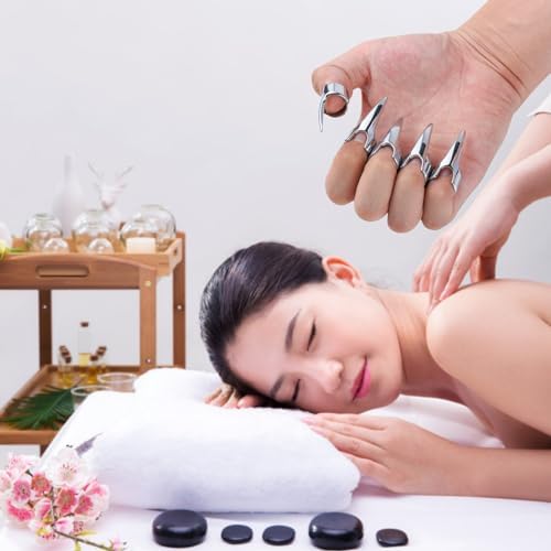NUHUi 5Pcs Nail Covers Scratching Fondling Massage Grating Back Tickler Tools Women Men Tickle Touching Cosplay Stainless Steel Smooth Pets Nails Hair Parting Ring