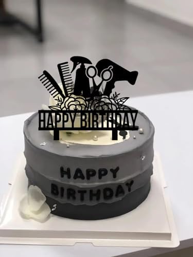 Hairstylist Happy Birthday Cake Topper Barbershop Haircut Birthday Cake Topper Hairdresser Cosmetologist Salon Birthday Party Supplies