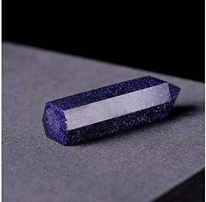 StoneStory Natural Blue Sandstone Healing Crystal Point Faceted Prism Wand Reiki Figurine Gemstone Pack of 2 (Blue Sandstone, 6-7cm)