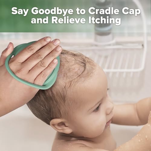 haakaa Silicone Shampoo Brush - Cradle Cap Brush Comb - Baby Hair Scrubber - Baby Bath Essentials - 1pk-Pea Green