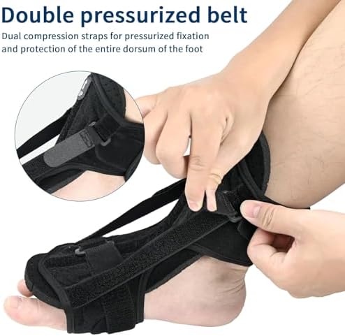 Plantar Fasciitis Night Splint Boot, Adjustable Night Splint for Plantar Fasciitis, Foot Drop & Heel Spur Pain Relief Day & Night for Men and Women (Black)