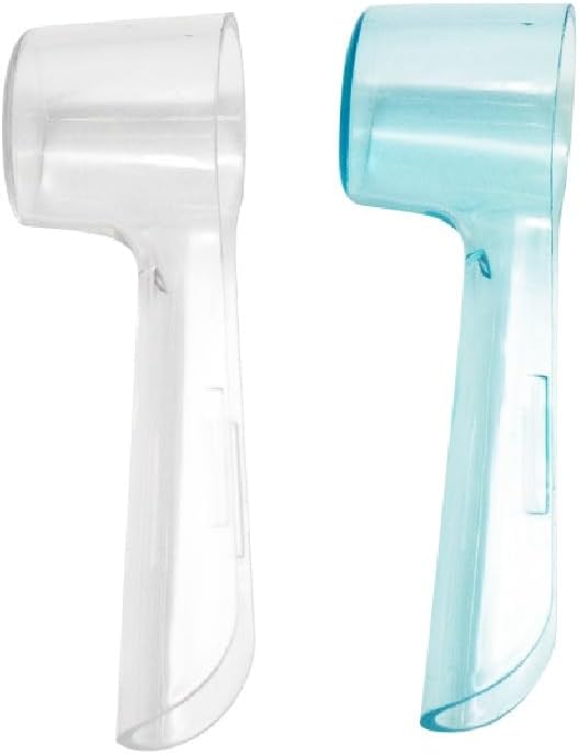 2 Pack Toothbrush Covers Compatible with Oral-B Replacement Heads, Electric Toothbrush Cover Caps for Travel Home (Clear,Blue)