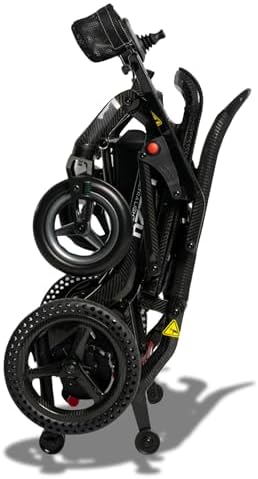 Pride Mobility Jazzy Ultra Light Folding Travel Power Chair - 300 lbs Capacity, 3.69 mph, Lightweight Foldable Electric Wheelchair for Travel Seniors, Adults – 20Ah Extended-Range Battery (Black)