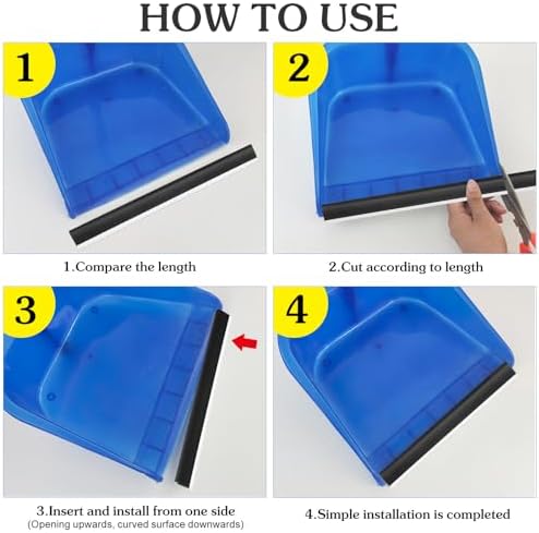 Toyvian 2pcs Plastic Strip Replacement for Dustpan Edge - Garbage Shovel Closing Edges Straps Protector Replacement Soft Pressing Strips for Garbage Shovel Repair Accessories, Black