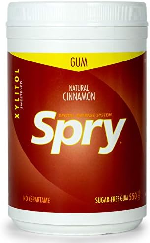 Spry Natural Gum, 3 Flavor Variety Pack, Natural Xylitol Chewing Gum, 550 count (Cinnamon, Fresh Fruit & Spearmint)
