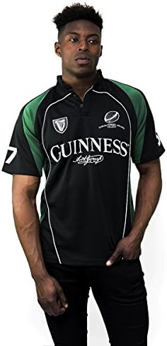 Guinness Black and Green Short Sleeve Performace Rugby Shirt