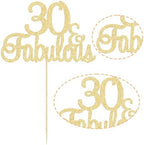 Gyufise 1Pcs Gold Glitter 30 & Fabulous Cake Toppers 30 and Fabulous Cake Toppers for Happy 30th Birthday Cheers to 30 Party Decorations 30 Anniversary Birthday Cake Decorations Supplies