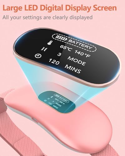 Heating Pad for Period Cramps,Upgrade Portable Heating Pads with Display&4 Timer Auto Off,Cordless Menstrual Heating Pad Back Pain Relief Belt with Massager Her Women Girls Stocking Stuffers