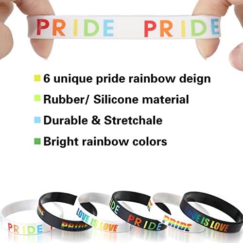 Aoriher 30 Pcs Pride Bracelets Bulk Rainbow Pride Gay Wristbands LGBT Rainbow Silicone Wristbands Lesbian Gay Support Rubber Bracelets for Parades LGBT Party Accessories Decorations Gifts Supplies
