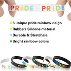 Aoriher 30 Pcs Pride Bracelets Bulk Rainbow Pride Gay Wristbands LGBT Rainbow Silicone Wristbands Lesbian Gay Support Rubber Bracelets for Parades LGBT Party Accessories Decorations Gifts Supplies