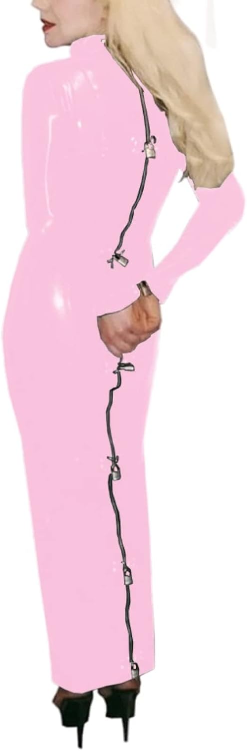 Lockable Costume Lockable Dress Bag Wear Male Women Night Club Wear,Light Pink,XL