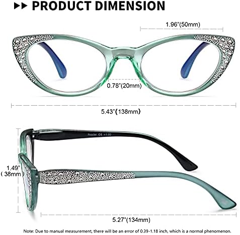 EYEURL Cat Eye Reading Glasses for Women - Blue Light Blocking 4 Pack Ladies Fashion Readers with Flexible Spring Hinges, Anti-Glare&UV Rays +2.75 Eyeglasses, Black/Brown/Green/Purple