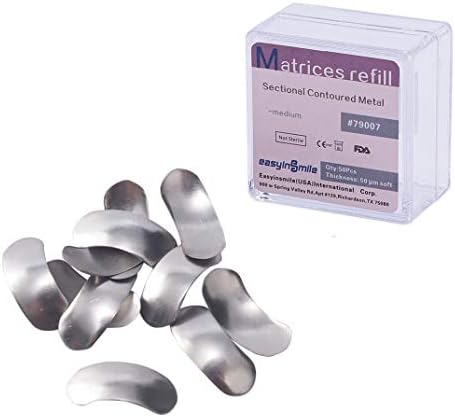50Pcs Dental 50μm Sectional Contoured Metal Matrices Matrix Refill (Medium)