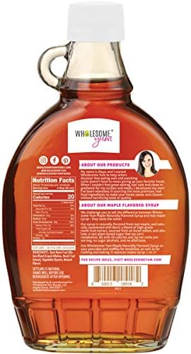 Wholesome Yum Zero Sugar Maple Syrup (Keto Maple Syrup) With Monk Fruit & Allulose - Natural Sugar Free Pancake Syrup - Non GMO, Low Carb, Gluten Free, Vegan, No Aftertaste (12 fl oz)