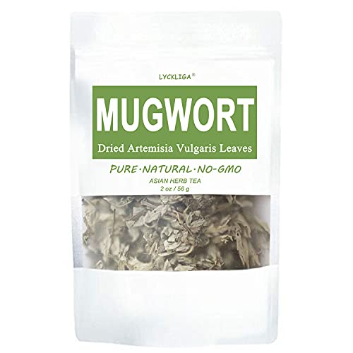 LYCKLIGA - Mugwort Tea, Organic Dried Mugwort Leaves (Bulk), Pure Artemisia Argyi, Traditional Chinese Herbal Tea, 2oz(56g)