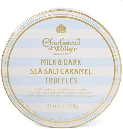 Charbonnel et Walker - Milk & Dark Sea Salt Caramel Truffles, Elegant Layered Box (1.125lbs)