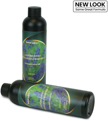 Sedum Natural Herbal Extract for Sauna, Massage, Broom Soaking - Sauna Infusion with Lavender Extract with Eucalyptus Essential Oil, Honey, Propolis and Iodine Salt - 240ml
