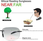 YIMI 2 Pairs Rimless Bifocal Reading Glasses UV Protection Sunglasses Classic Sun Readers for Men Women Retro Shade Eyewear