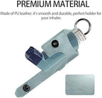 Holder Travel Case for Asthma Inhaler, PU Leather Travel Handy Mini Holster for Adults and Kids, Inhaler Not Included, Blue
